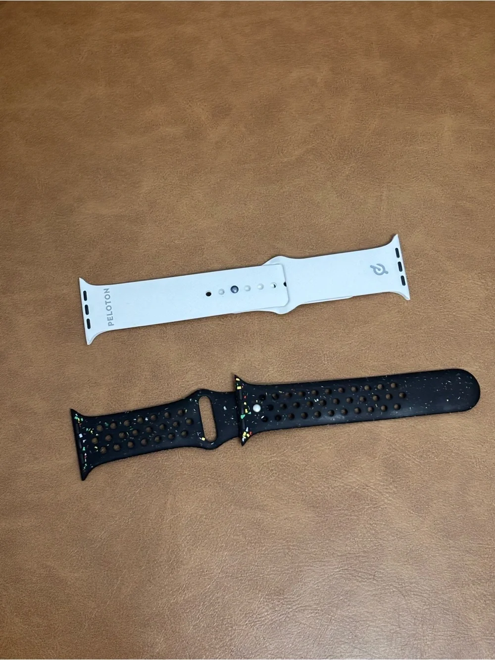 Peloton White Sport Band & Black Speckled Perforated Nike Sport Band
